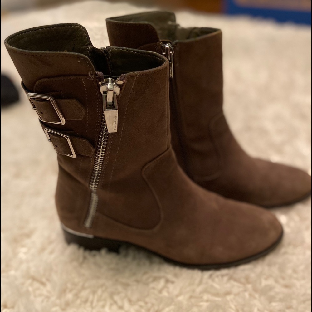 Calvin Klein suede side zip 3/4 boots